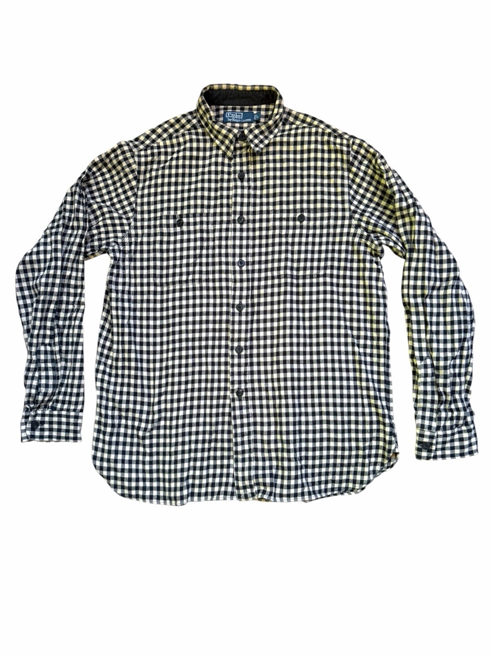Polo Ralph Lauren Gingham Flannel Shirt Navy Cream Men’s Large